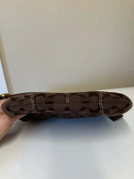 Coach Dark Brown Signature Canvas and Leather Shoulder Bag - Picture 5 of 9